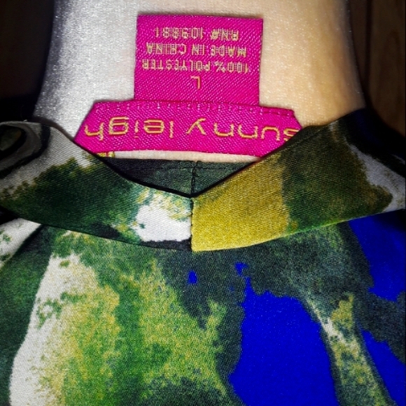 Womans Multicolored  Loosefit Size Large Elegant Blouse Smooth Textured Top - Picture 3 of 5